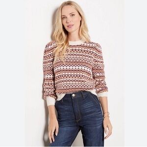 Evereve Fair Isle Sweater‎ Fall Colors Size M